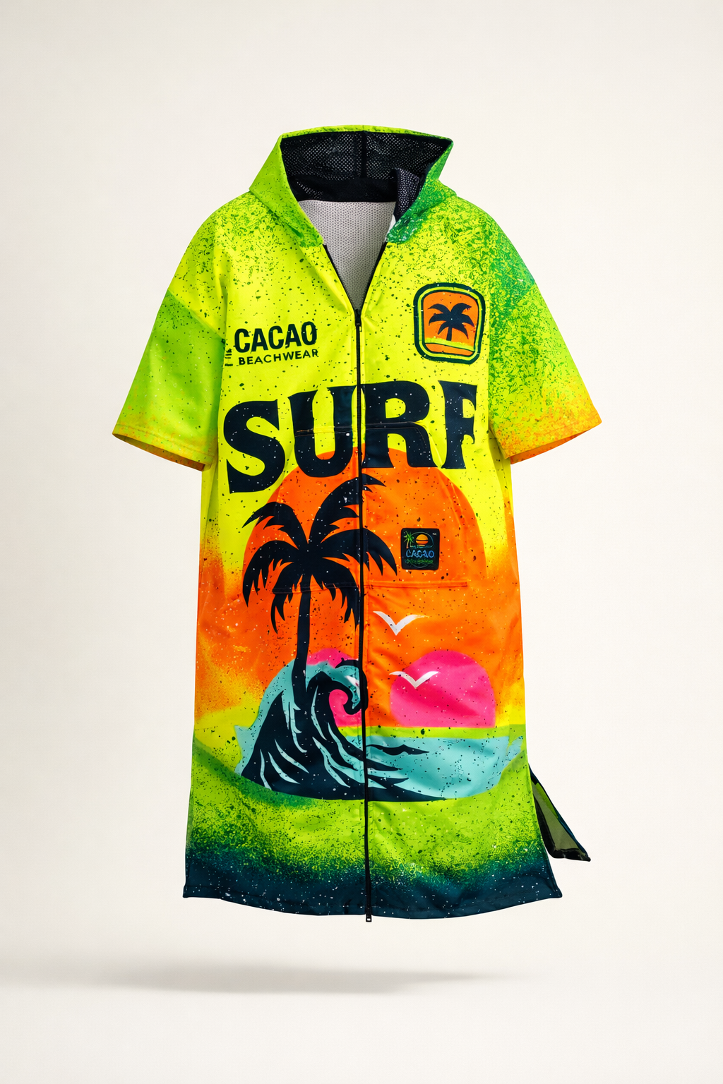 Surf Vibe children’s beach poncho towel with hood, zipper and pockets – CACAO Beachwear™