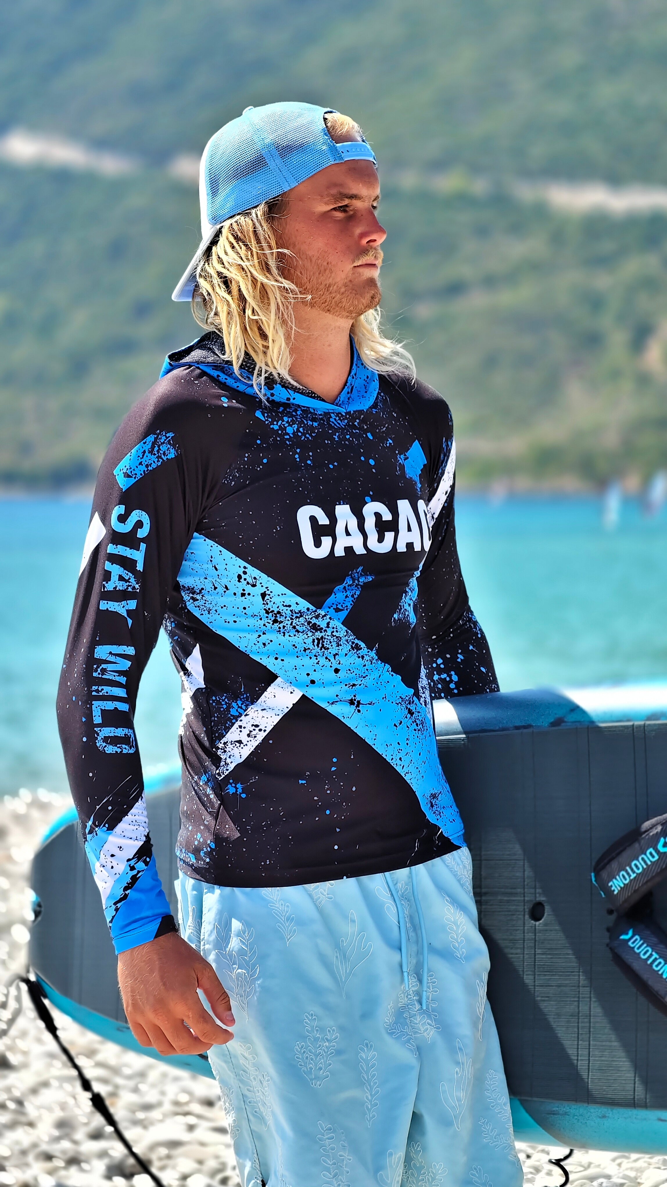 Blue Spirit Sky men’s rashguard CACAO Beachwear™️ with UV Protection