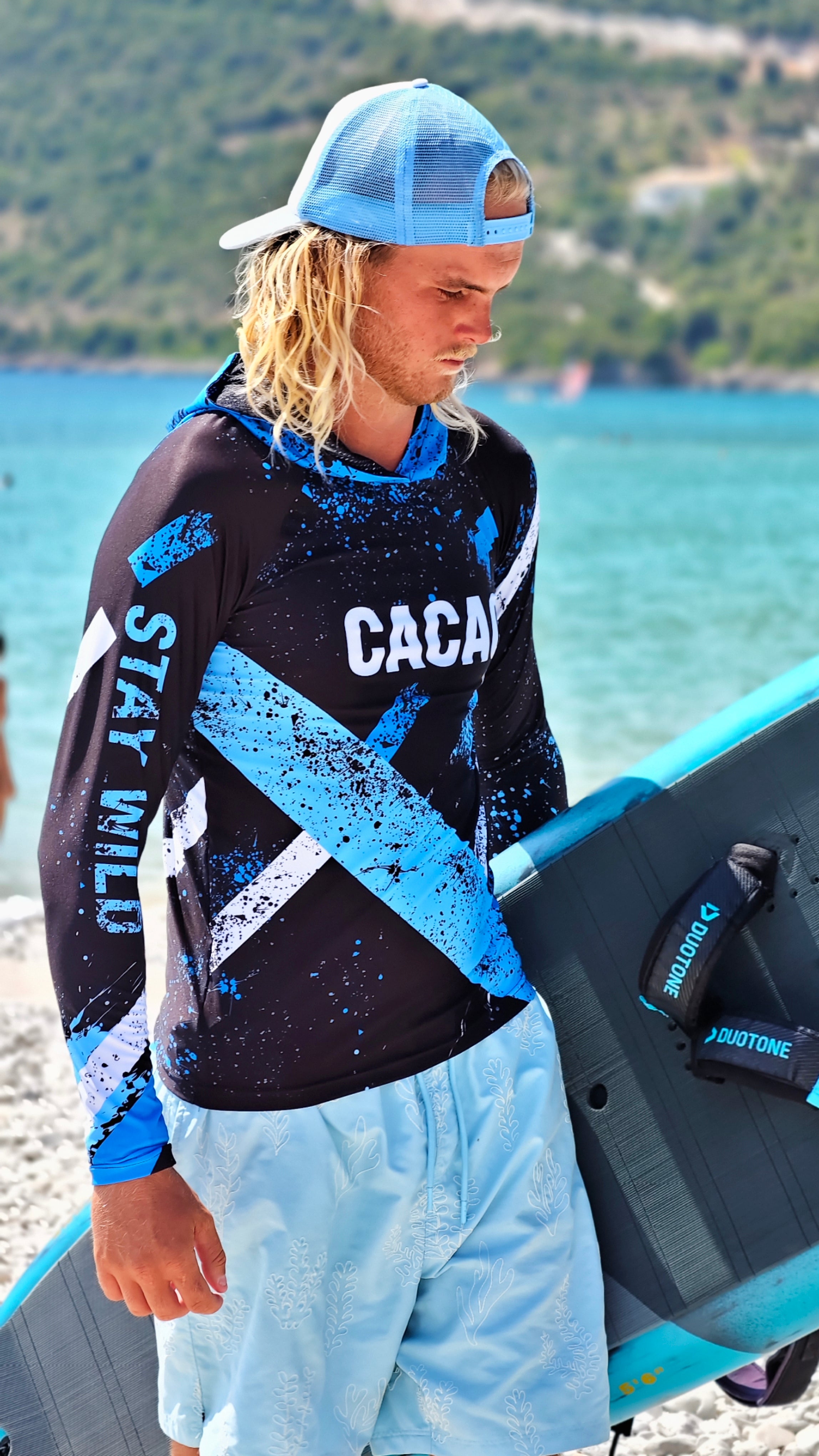 Blue Spirit Sky men’s rashguard CACAO Beachwear™️ with UV Protection