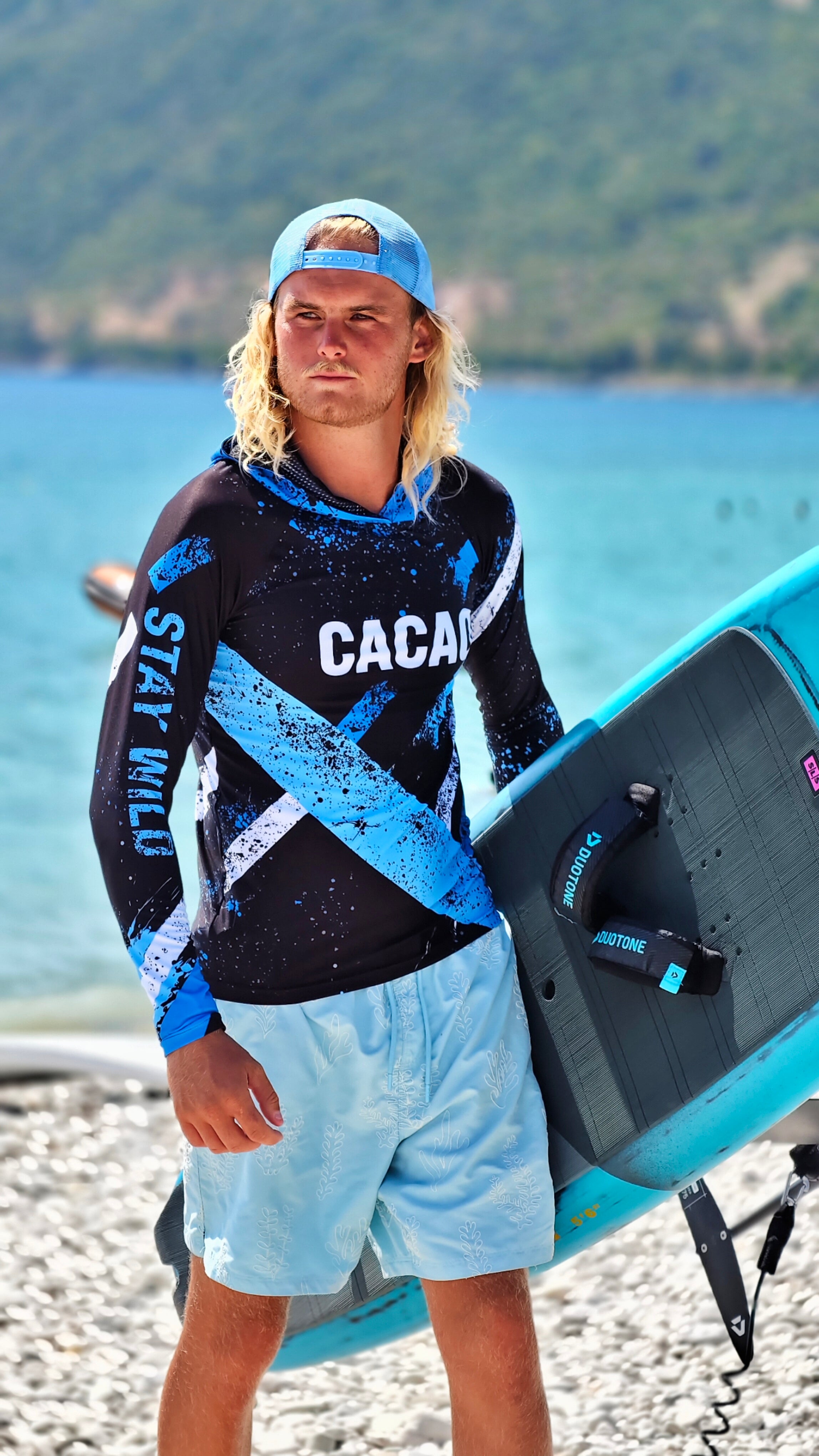 Blue Spirit Sky men’s rashguard CACAO Beachwear™️ with UV Protection