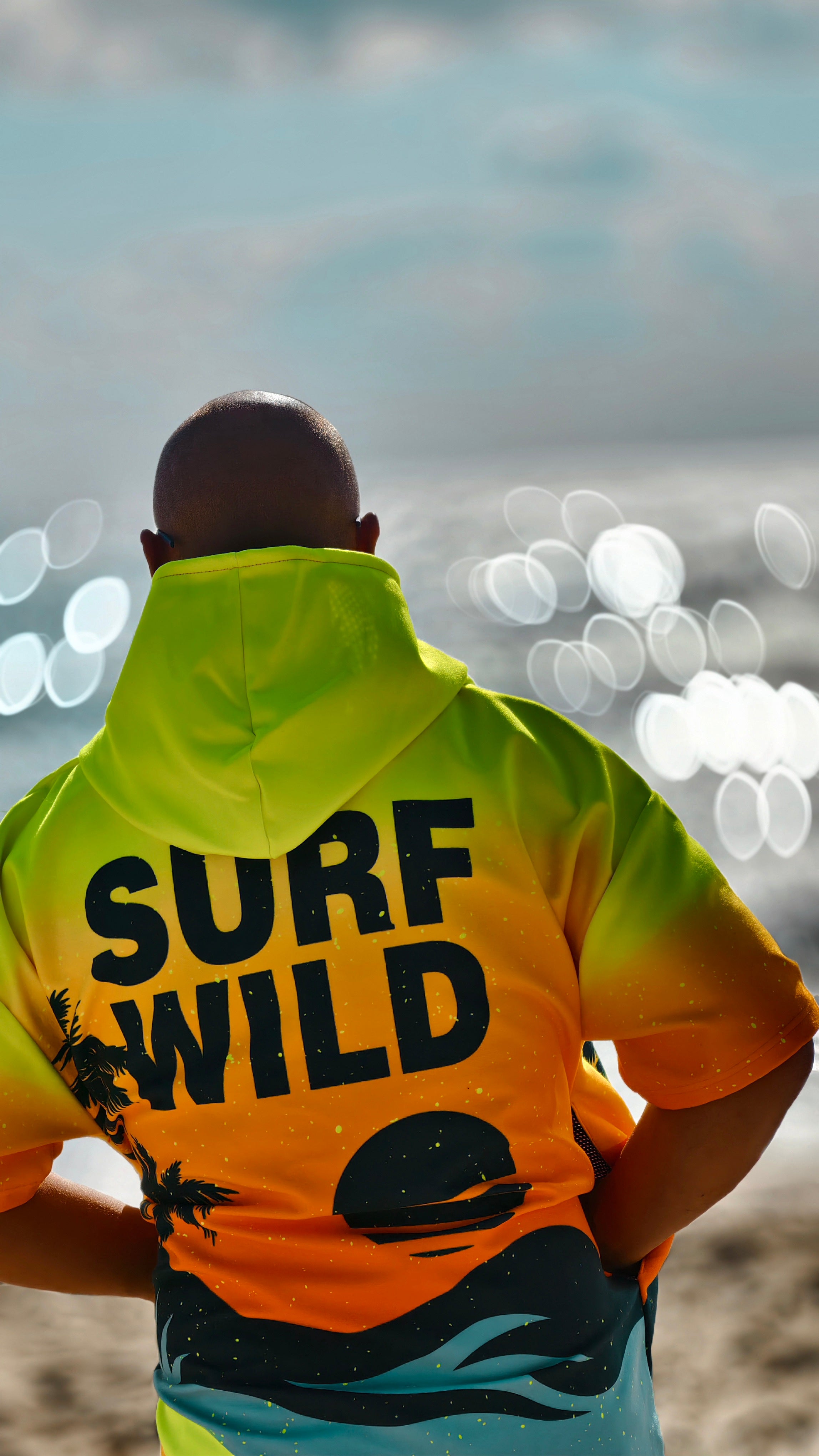 Sunset men’s beach poncho towel with hood, zipper and pockets – CACAO Beachwear™