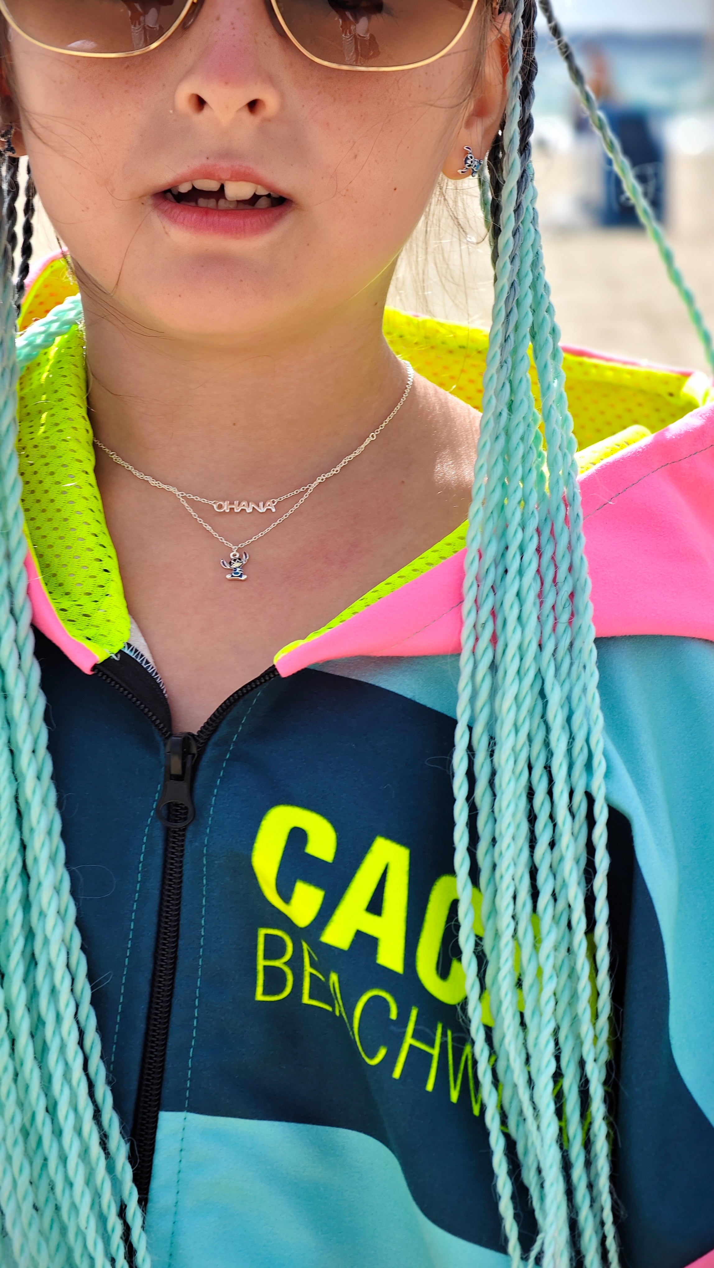 Colorful Solar Vibes children’s beach poncho NanoDry Ultra™ towel with hood, zipper and pockets – CACAO Beachwear™