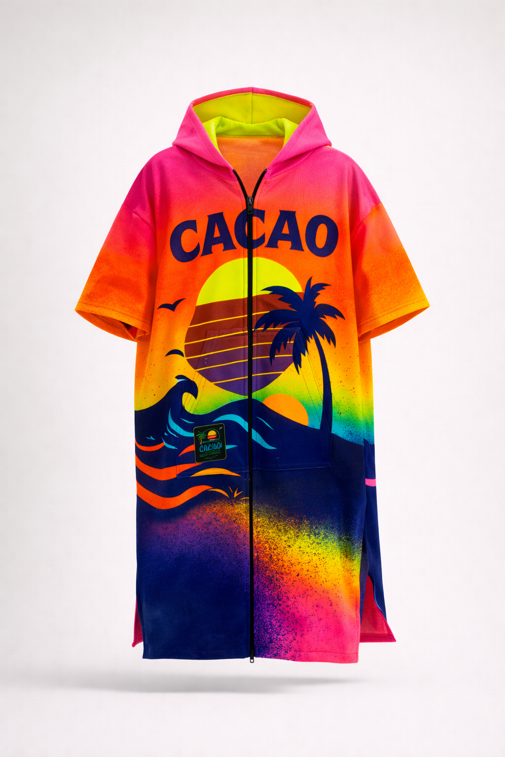 Pink Magic children’s beach poncho towel with hood, zipper and pockets – CACAO Beachwear™