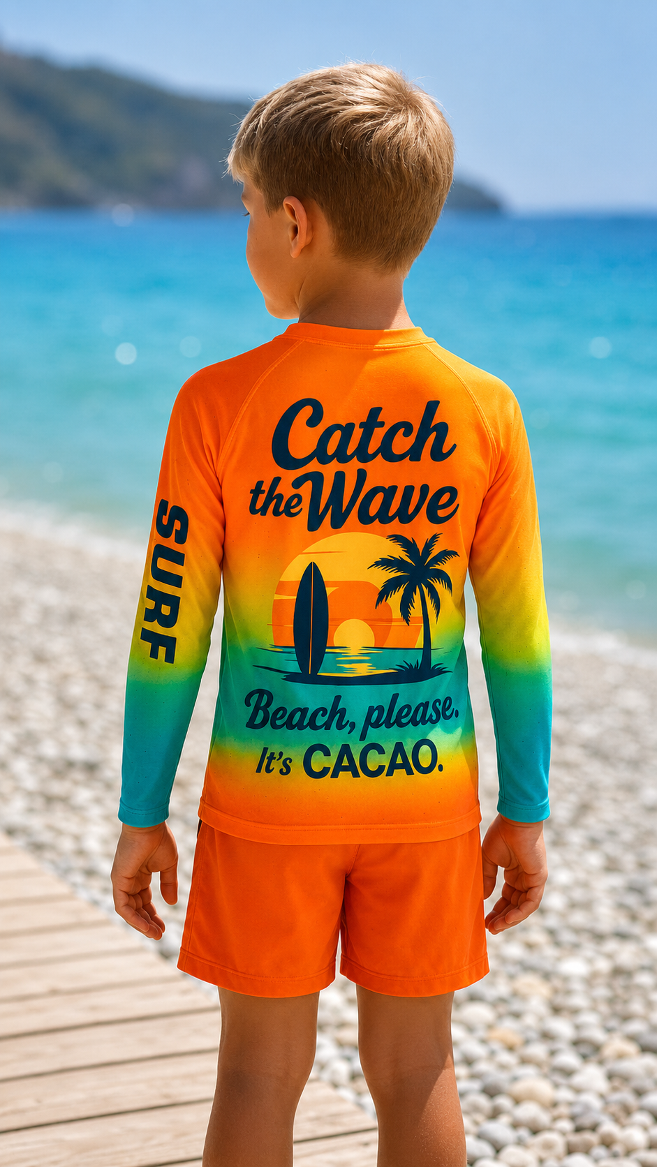 Παιδικό rashguard Sunset Sense – CACAO Beachwear™ με προστασία UV