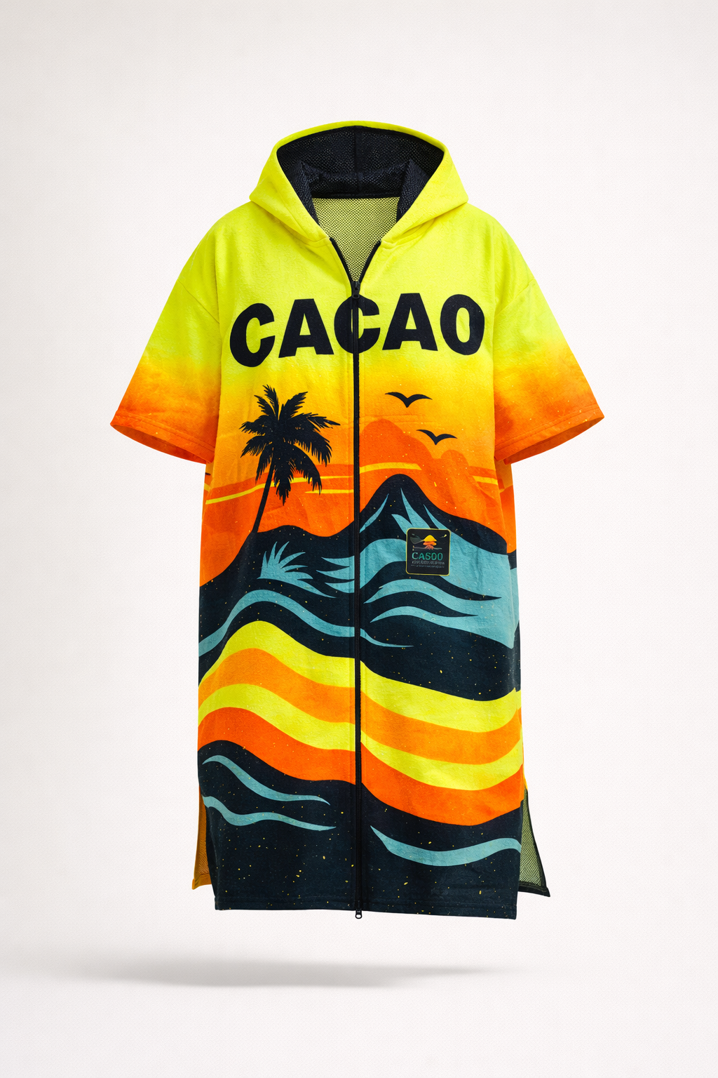 Sunset children’s beach poncho towel with hood, zipper and pockets – CACAO Beachwear™